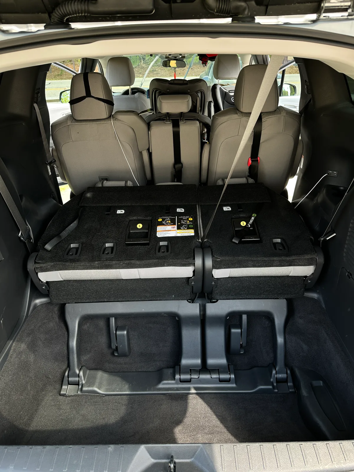 Family SUV rear cargo area after Back Nine detail — clean floor liner and side panels
